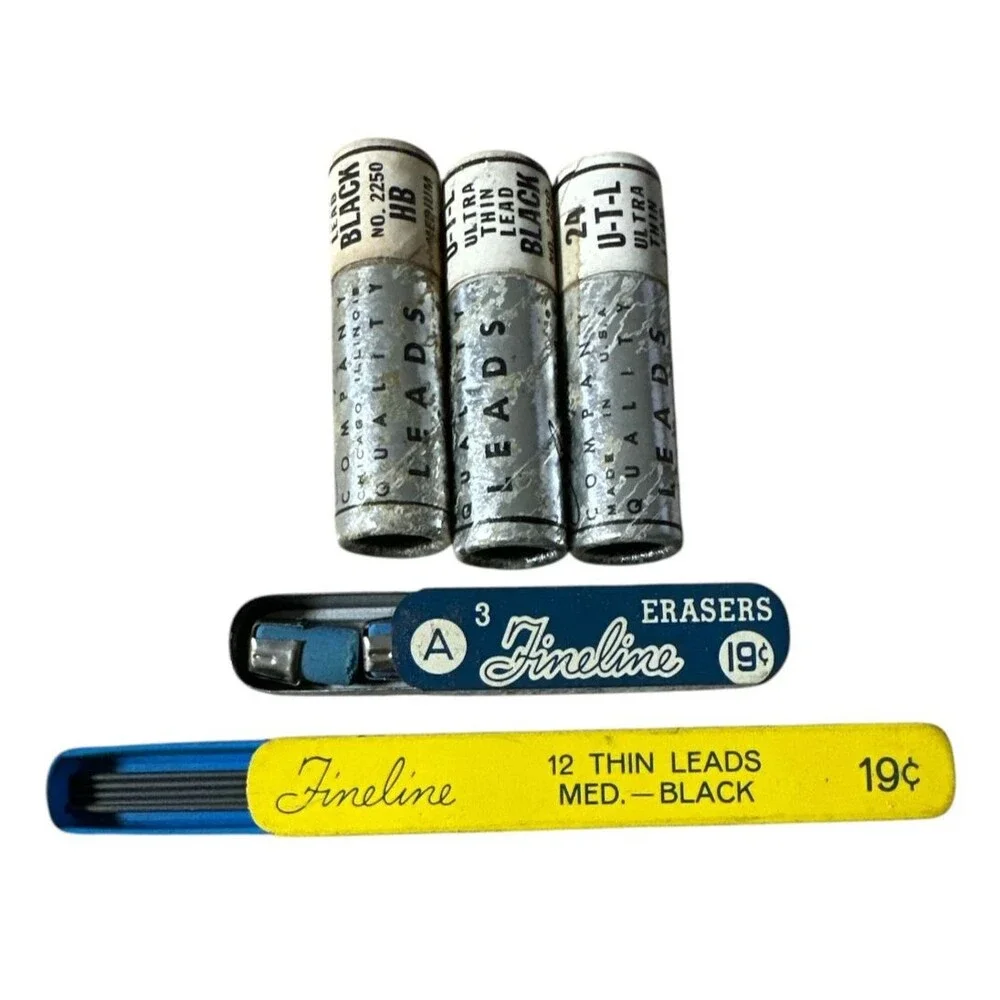 Vintage Sheaffers Fineline (1) Autopoint (3) Lead Refills & Fineline Erasers (1)